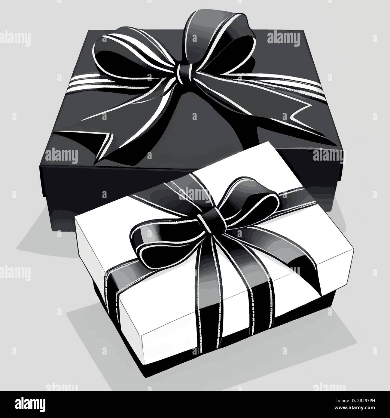 Black and white ribbon bows wrapping. On gray background Stock Vector Image  & Art - Alamy