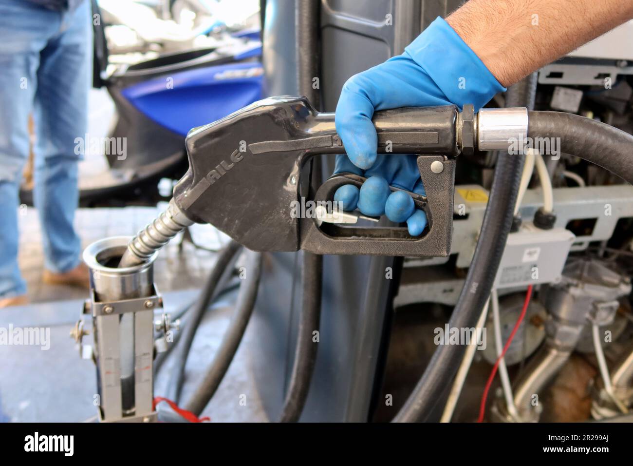 Beirut, Lebanon. 17th May, 2023. Detail of a pump in a petrol station