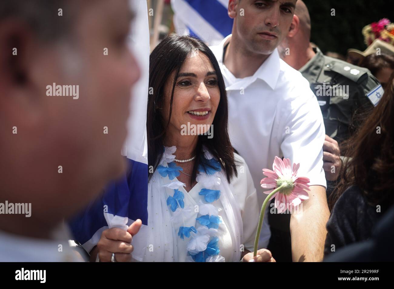 Jerusalem. 18th May, 2023. Israeli Knesset member Miri Regev attends the flag parade in Jerusalem Old City, on Jerusalem Day, an annual event during which Israeli nationalists celebrate the Israeli conquest of East Jerusalem following the 1967 Six-Day War. Credit: Ilia Yefimovich/dpa/Alamy Live News Stock Photo