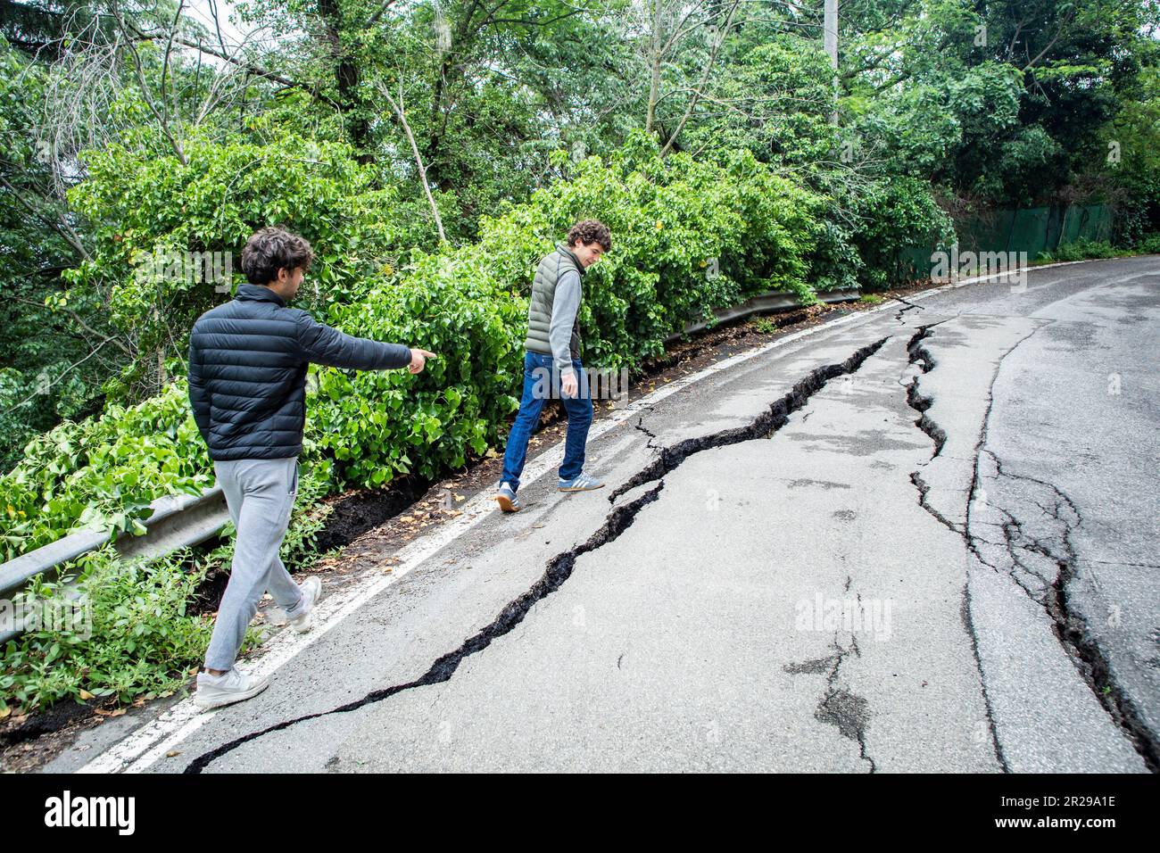 Bologna, Italy. 18th May, 2023. Bad weather the hills of Bologna at