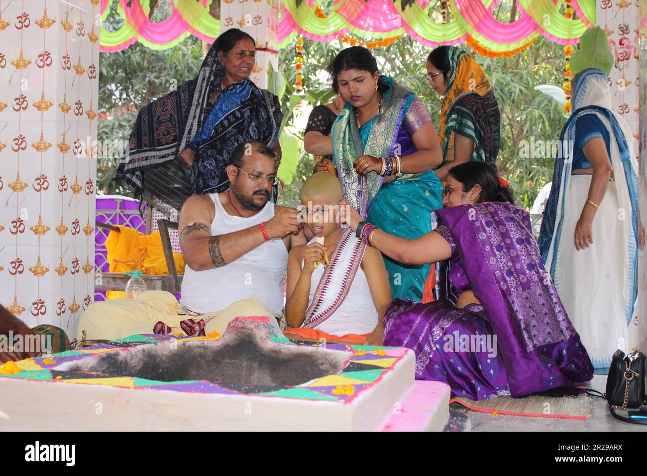 Hindu brahmin Upanayana or The sacred thread ceremony. His entry into