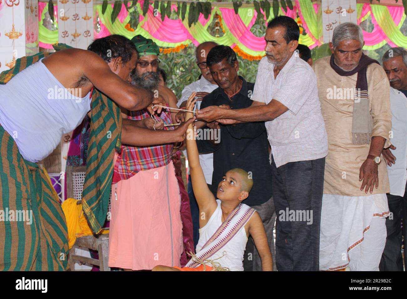 Hindu brahmin Upanayana or The sacred thread ceremony. His entry into the Brahmacharya stage of