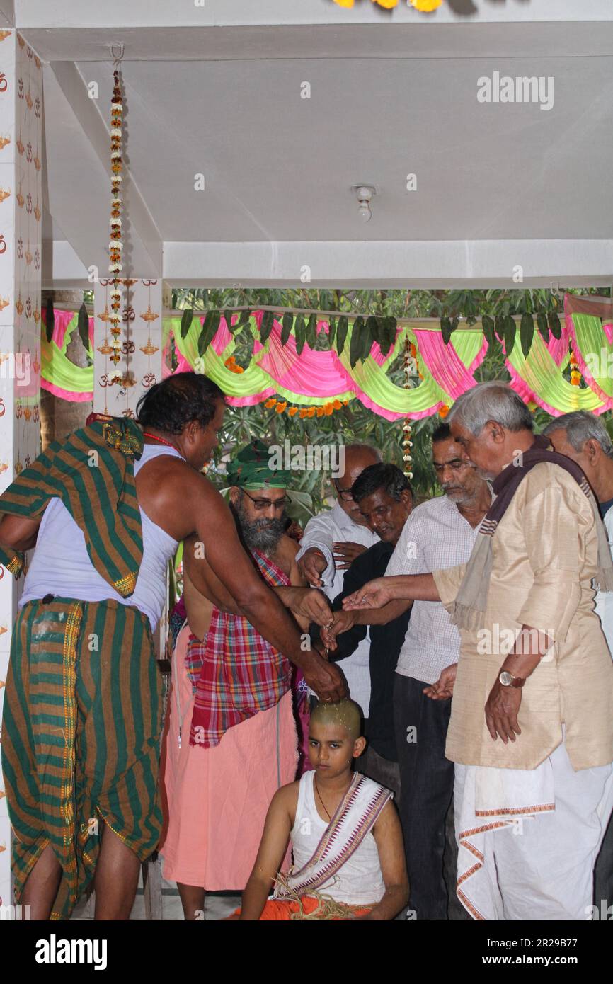 Hindu brahmin Upanayana or The sacred thread ceremony. His entry into