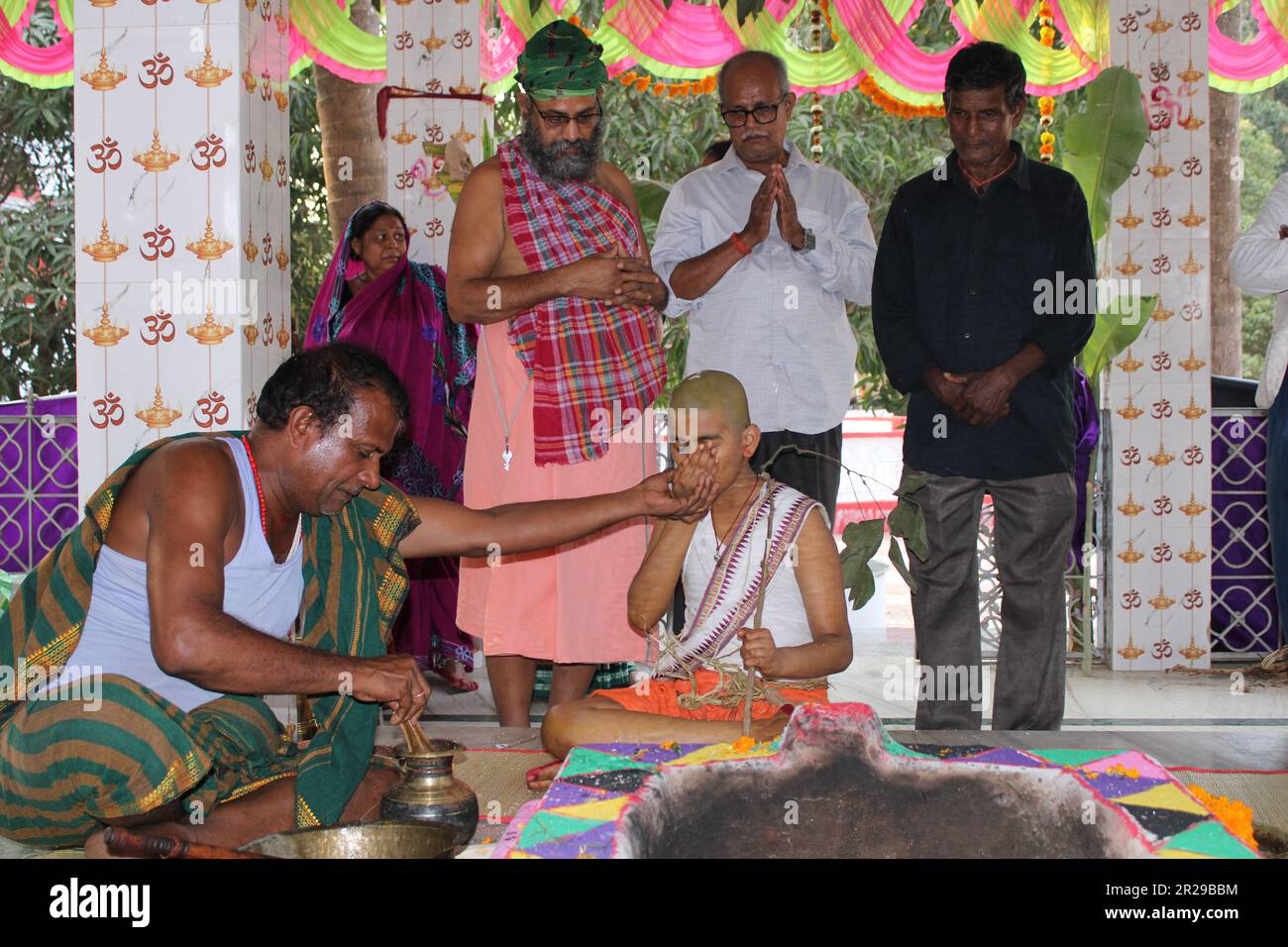 Upanayana sanskara ceremony in progress. Traditionally, this ritual was