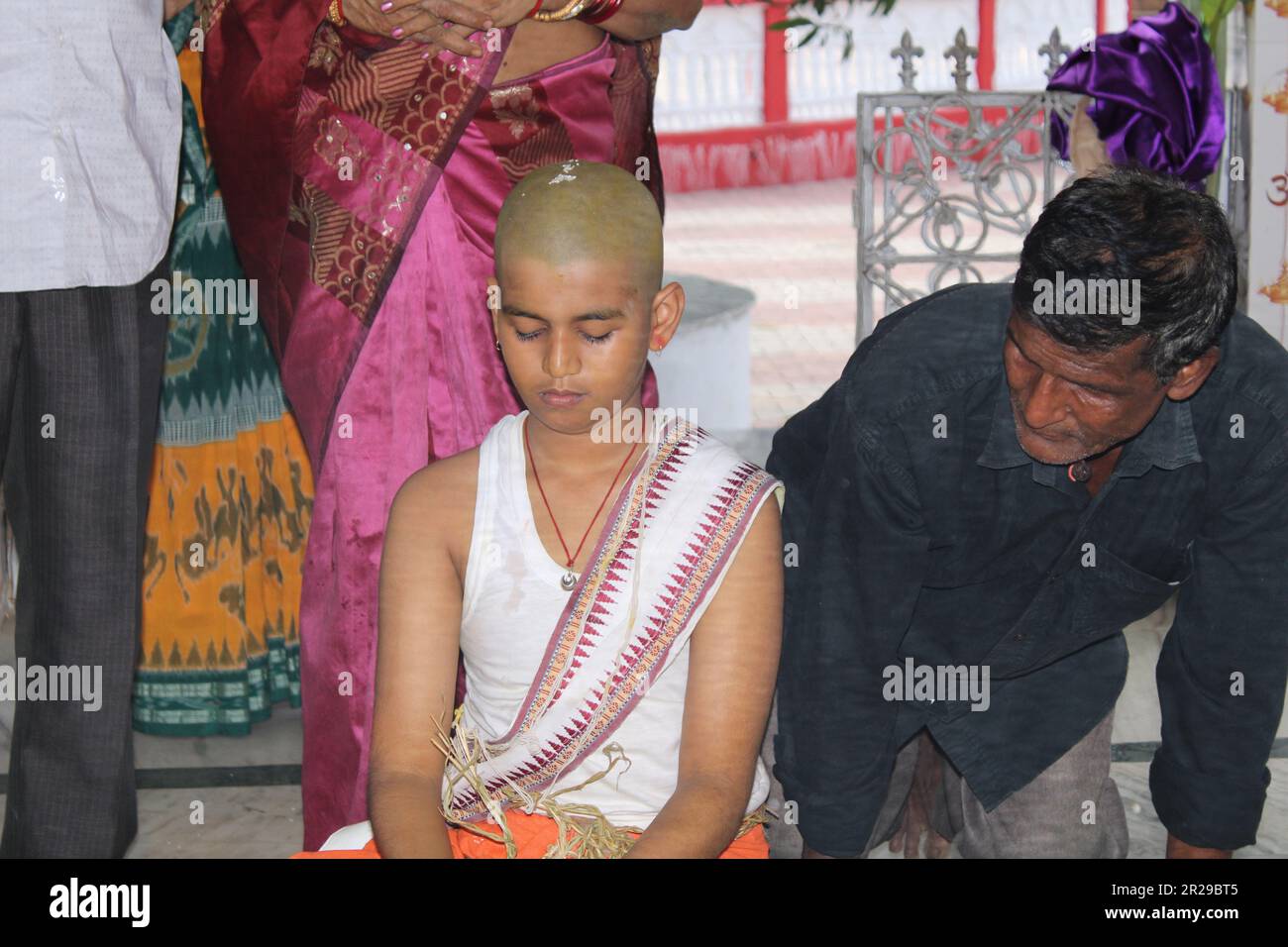 Upanayana sanskara ceremony in progress. Traditionally, this ritual was