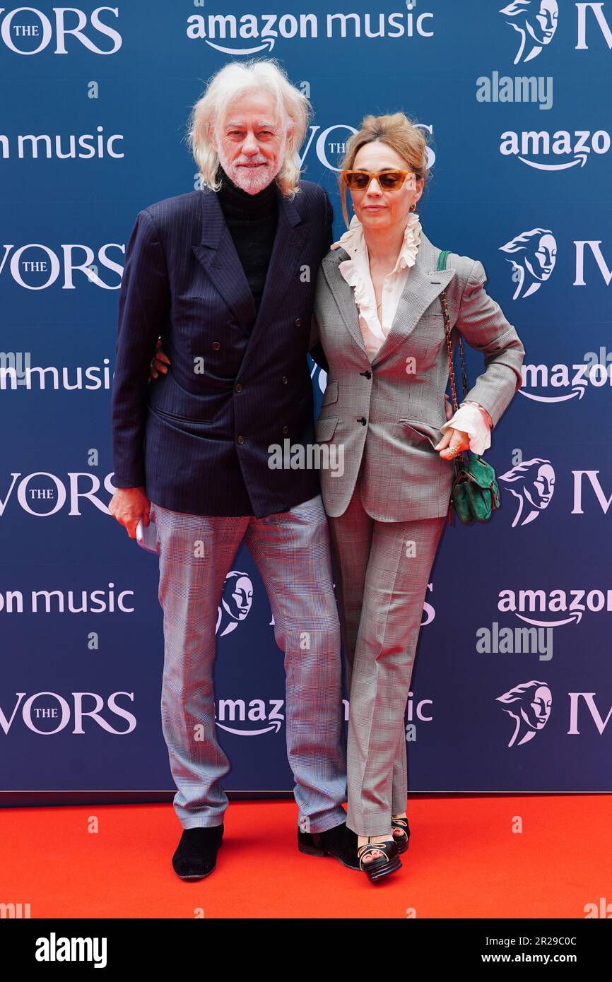 Bob Geldof and his wife Jeanne Marine arriving for the annual Ivor