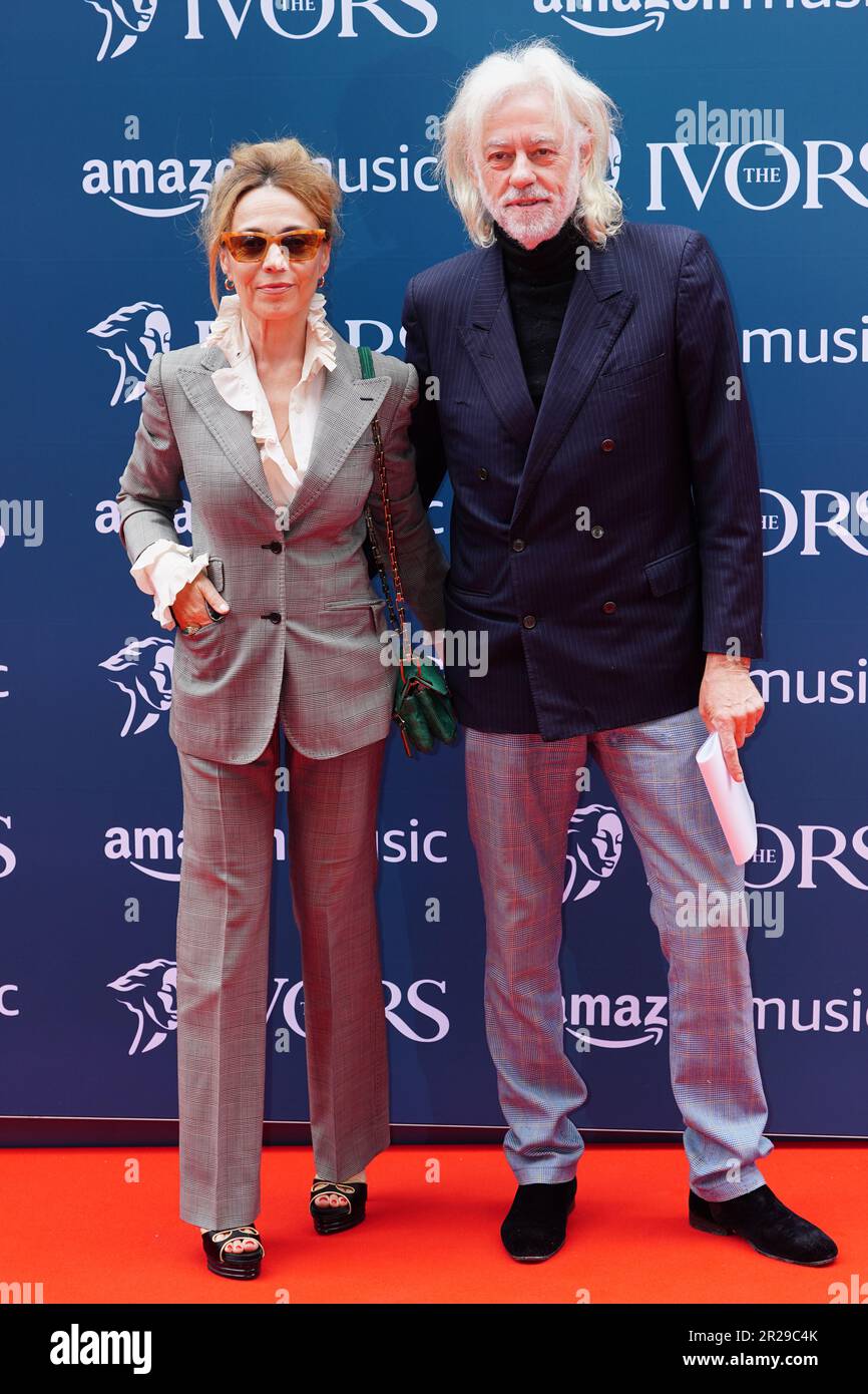 Bob Geldof and his wife Jeanne Marine arriving for the annual Ivor