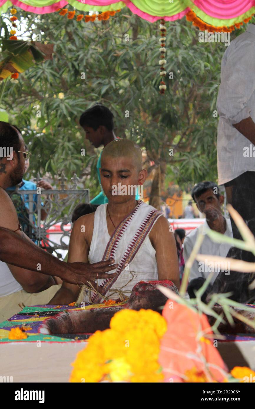 Hindu brahmin Upanayana or The sacred thread ceremony. His entry into