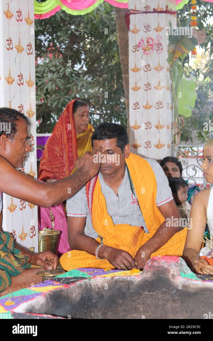 Hindu brahmin Upanayana or The sacred thread ceremony. His entry into