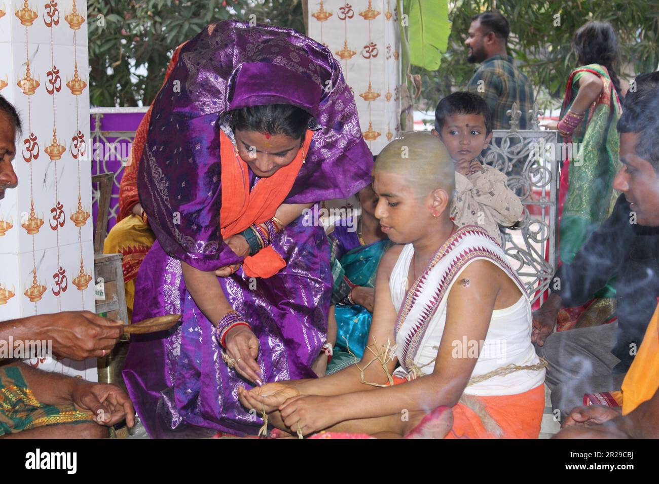 Hindu brahmin Upanayana or The sacred thread ceremony. His entry into