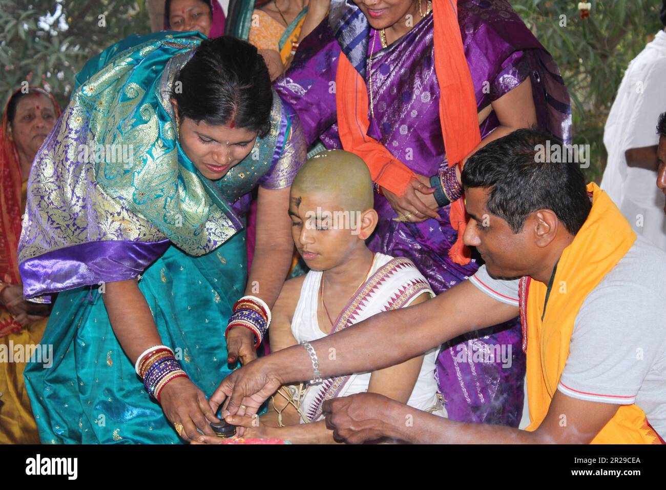 Hindu brahmin Upanayana or The sacred thread ceremony. His entry into