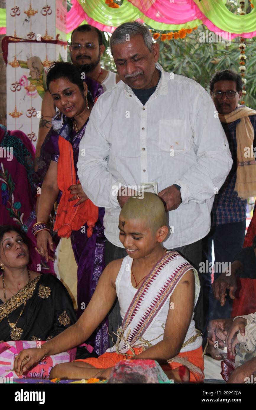 Hindu brahmin Upanayana or The sacred thread ceremony. His entry into