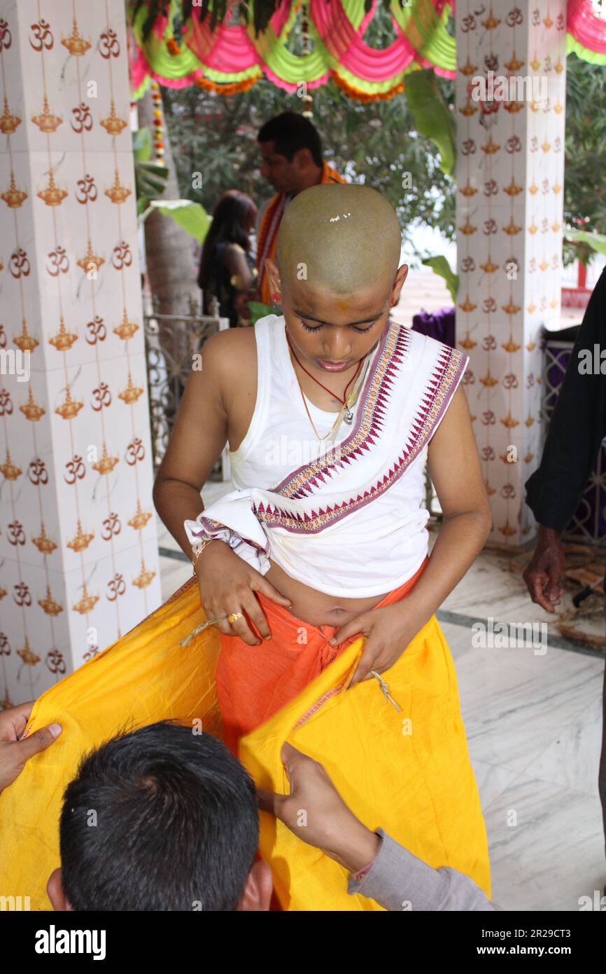 Hindu brahmin Upanayana or The sacred thread ceremony. His entry into ...