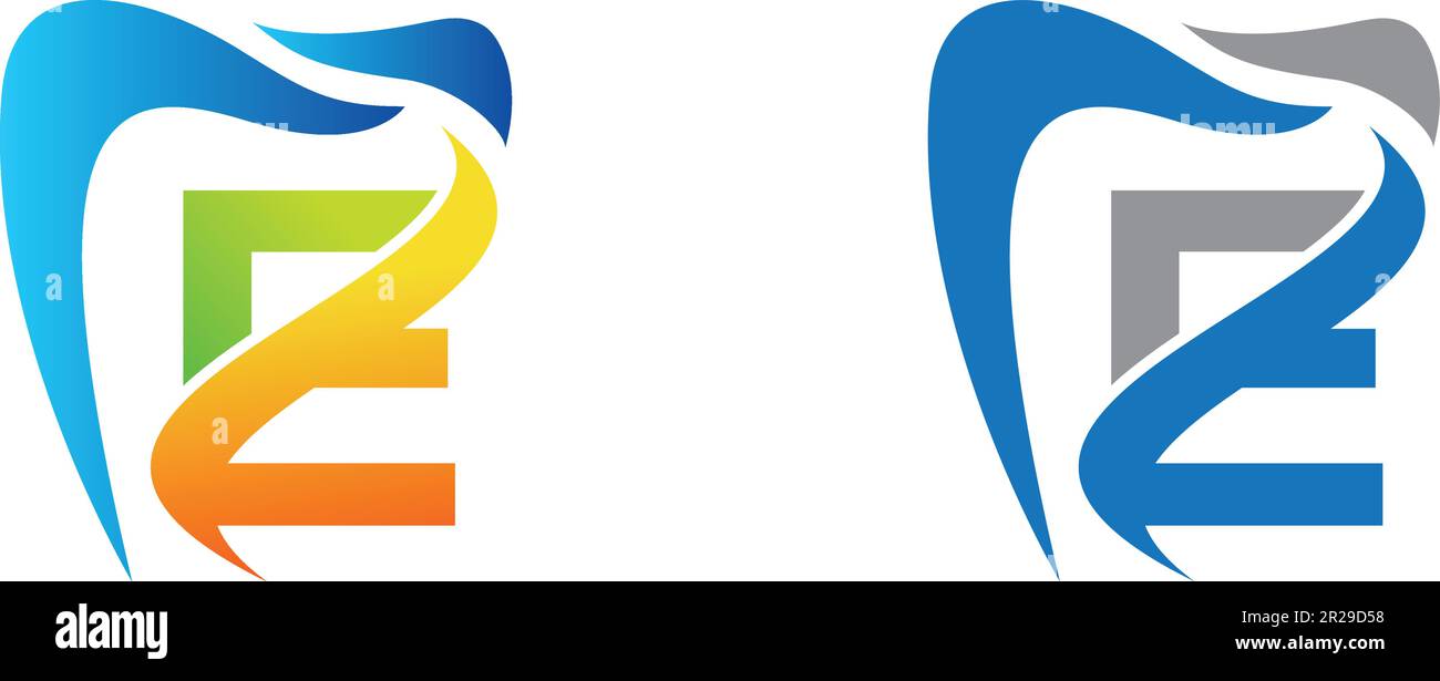Combination logo for dental and e letter vector Stock Vector