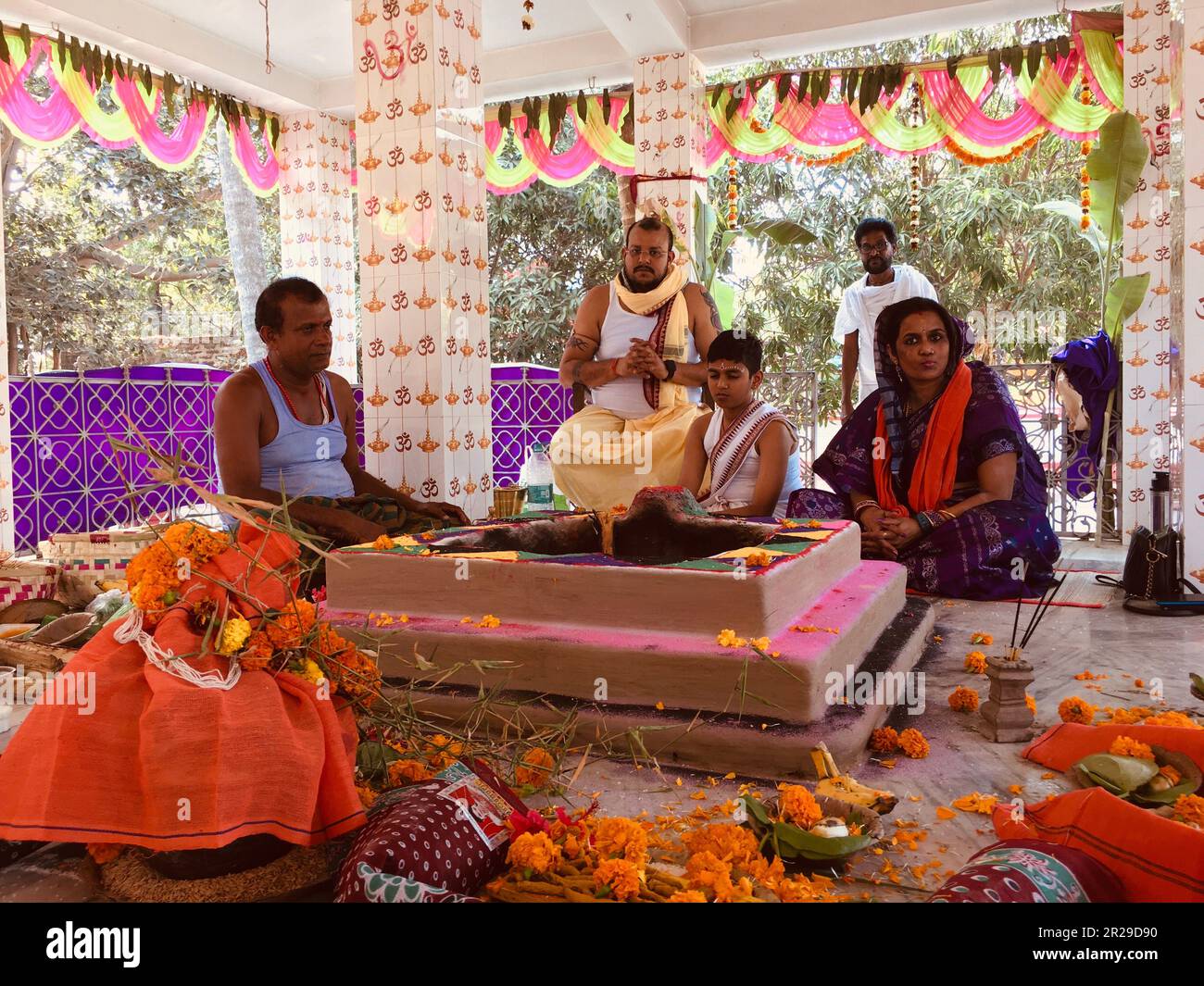 Upanayana sanskara ceremony in progress. Traditionally, this ritual was