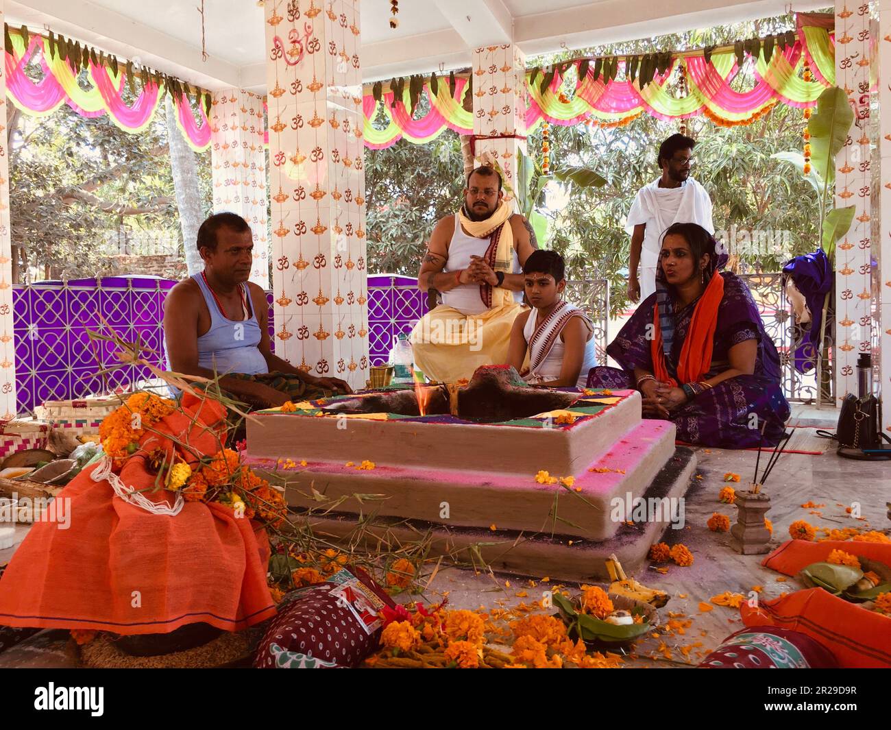 Hindu brahmin Upanayana or The sacred thread ceremony. His entry into the Brahmacharya stage of
