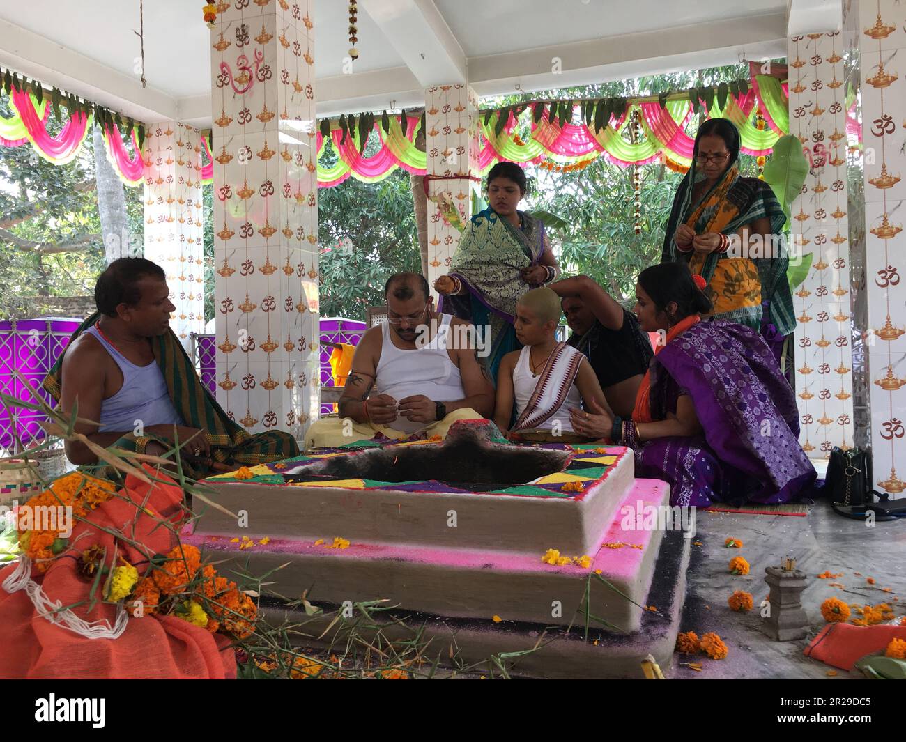 Hindu brahmin Upanayana or The sacred thread ceremony. His entry into the Brahmacharya stage of