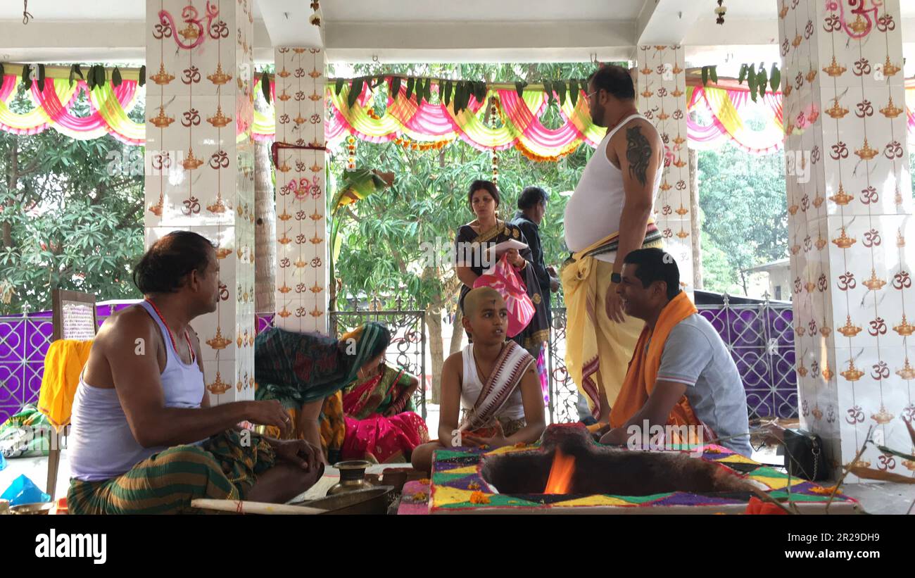 Hindu brahmin Upanayana or The sacred thread ceremony. His entry into