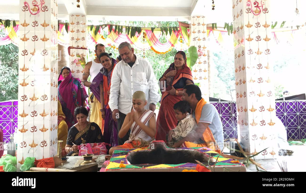 Hindu brahmin Upanayana or The sacred thread ceremony. His entry into