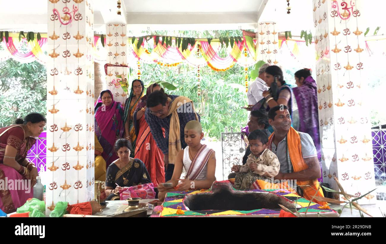 Hindu brahmin Upanayana or The sacred thread ceremony. His entry into