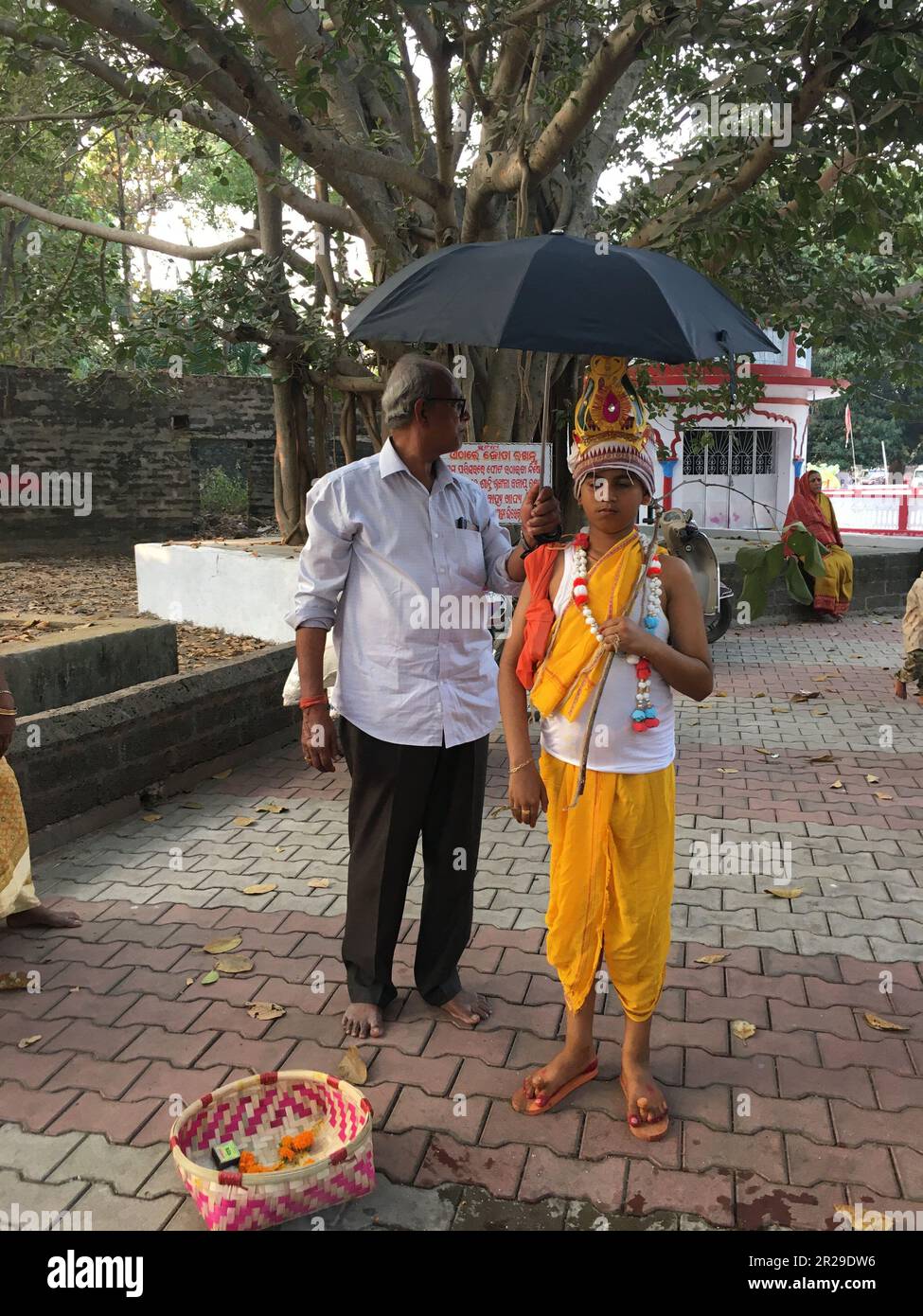 Hindu brahmin Upanayana or The sacred thread ceremony. His entry into the Brahmacharya stage of