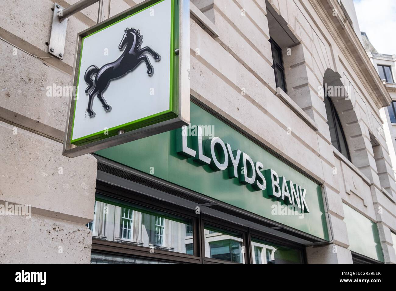 London- May 2023: LLoyds Bank PLC, a British retail and commercial high street bank. Stock Photo