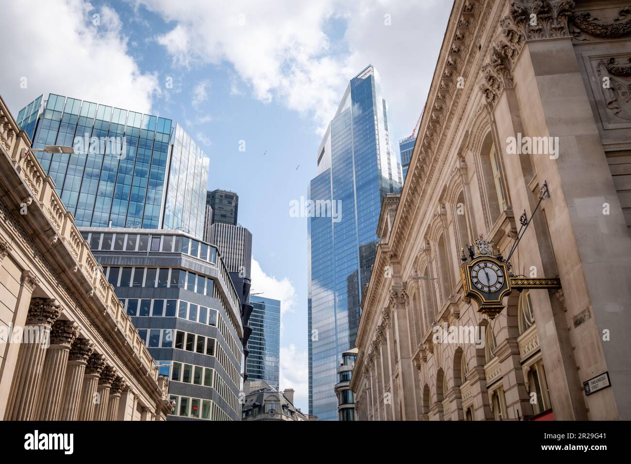 Upward view of the City Of London Stock Photo