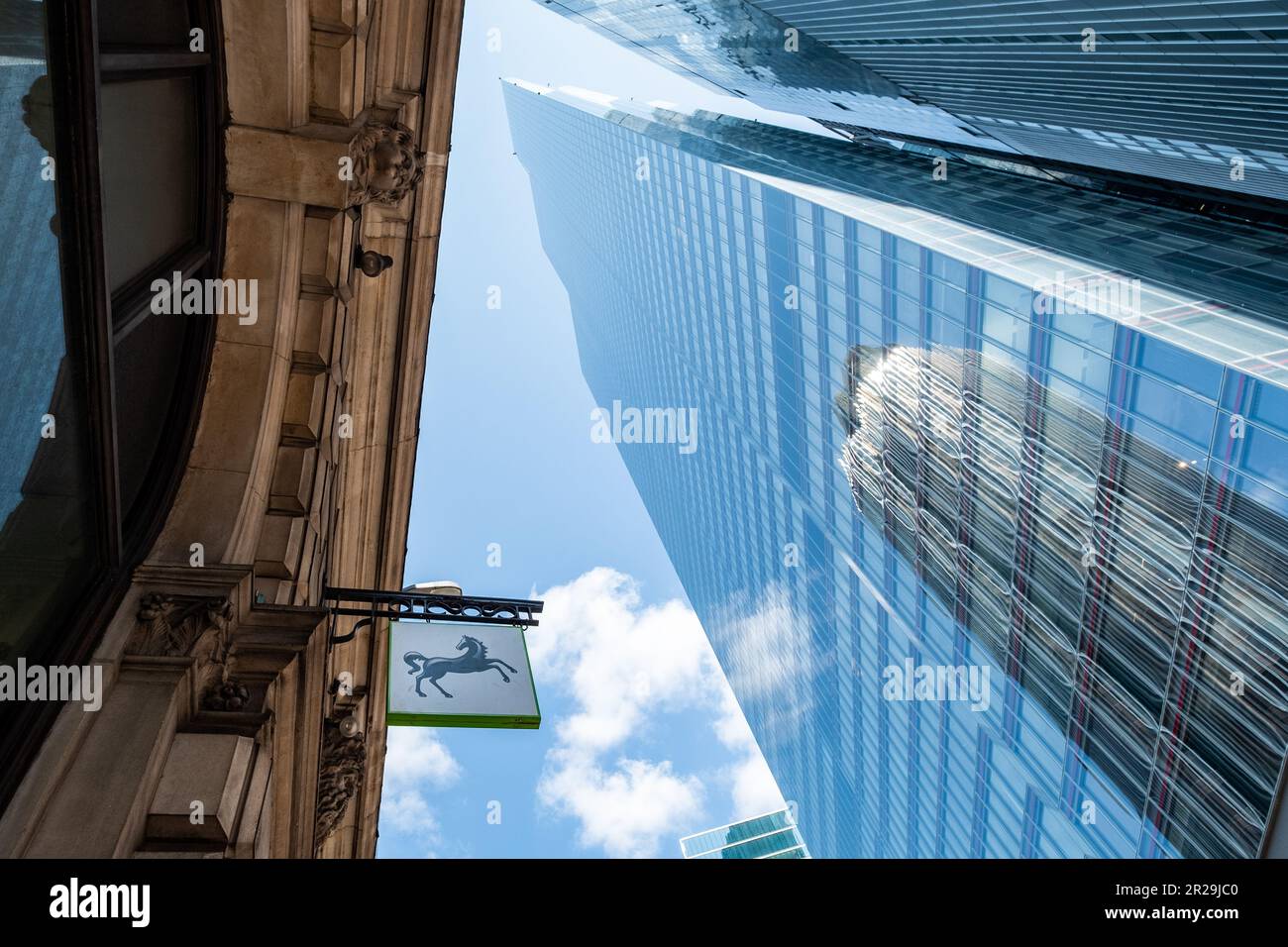 London- LLoyds Bank PLC in the City of London, a British retail and commercial high street bank. Stock Photo