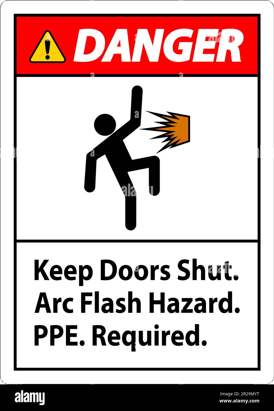 Danger Sign Keep Doors Shut Arc Flash Hazard PPE Required Stock Vector ...