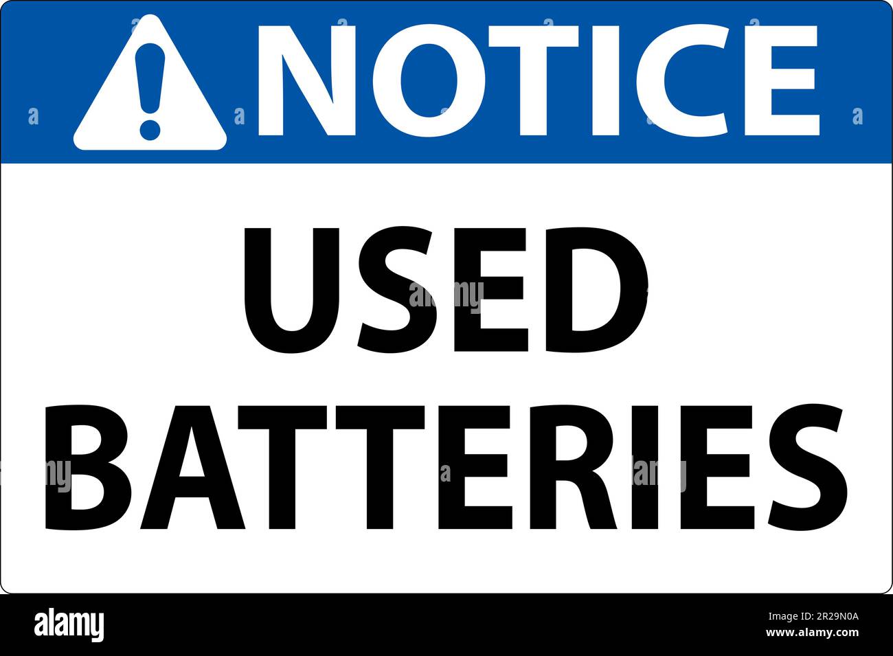 Notice Sign Used Batteries On White Background Stock Vector