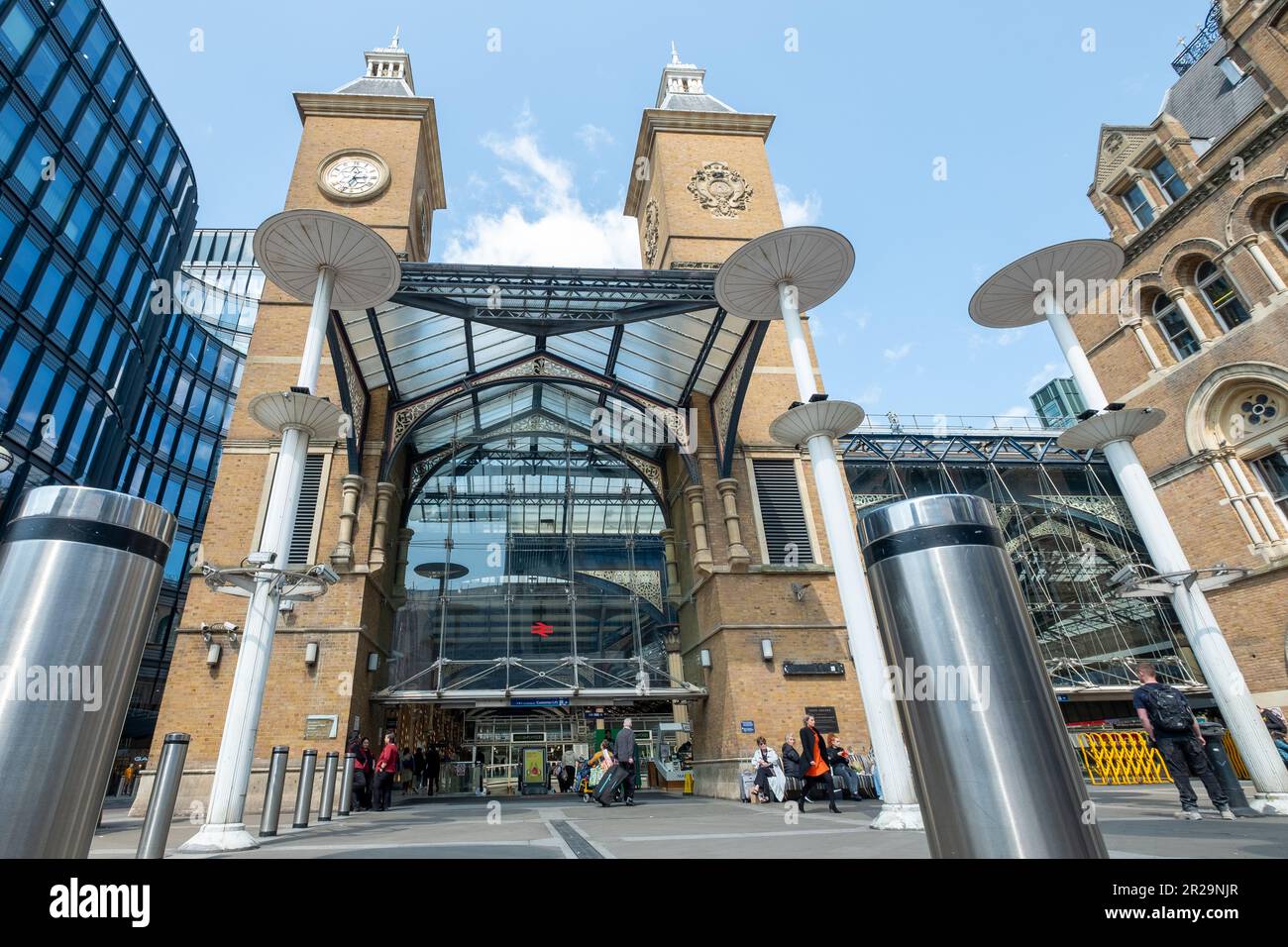 London- May 2023: Liverpool Street Station railway terminus in the city of London Stock Photo