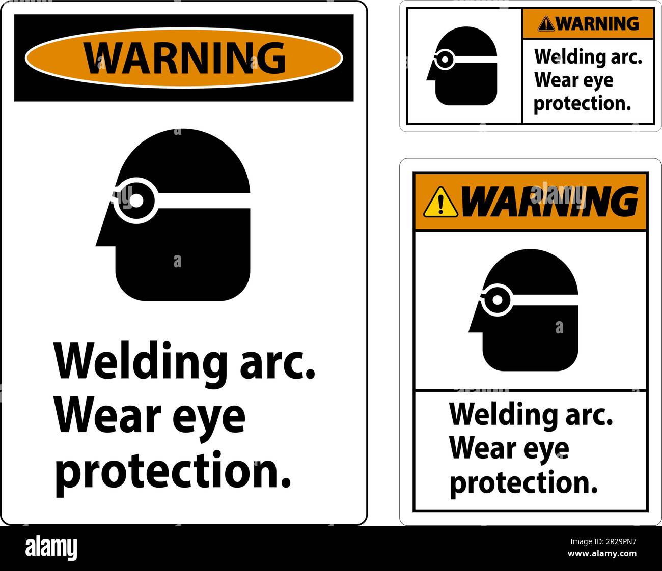 Warning Welding Arc Wear Eye Protection Sign Stock Vector Image & Art