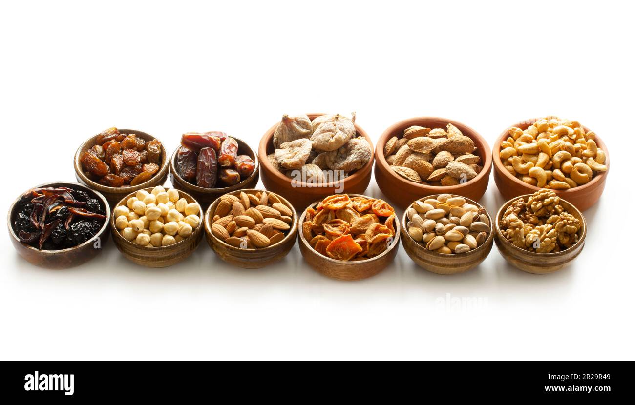 Dried fruits and mixed nuts. Healthy foods Stock Photo Alamy