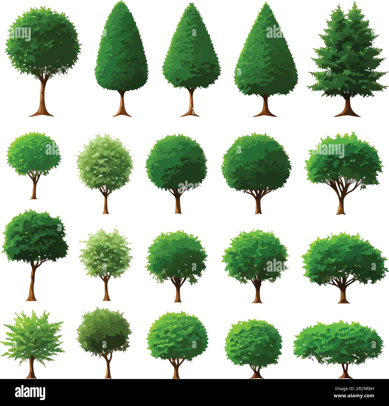 Incredible forest trees bushes plants art vector Stock Vector Image ...