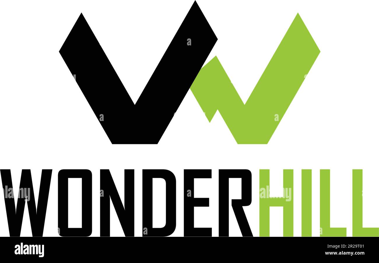 Flat Letter Mark Initial WONDER HILL logo design Stock Vector