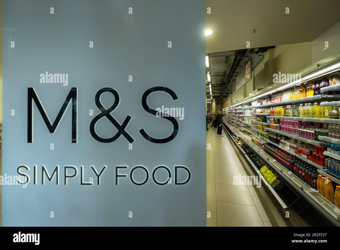 London- May 2023: M & S Simply Food store inside One New Change in the City of London. Stock Photo