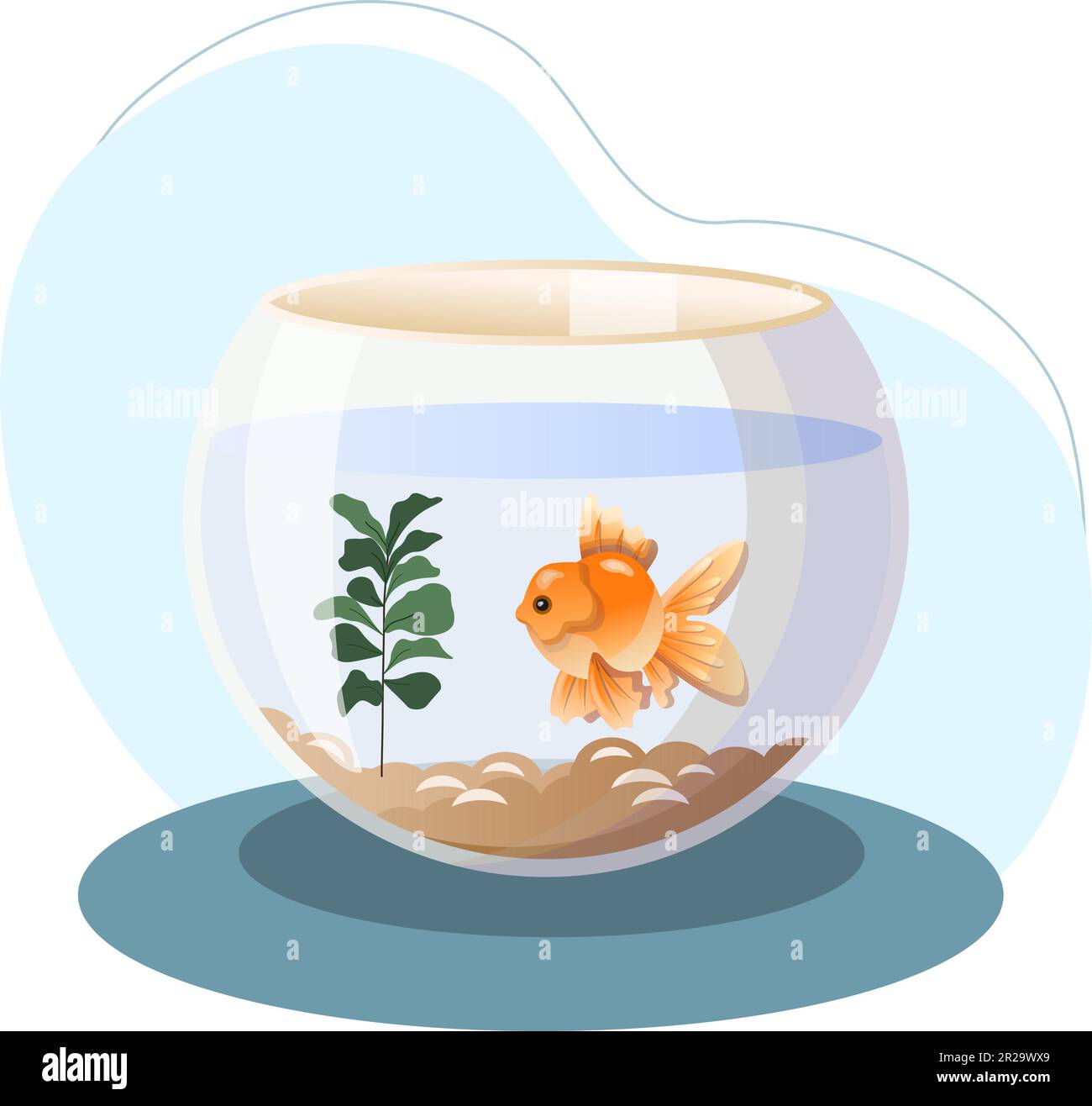 Fish illustration. Aquarium, seaweed, water, glass. Editable vector graphic design Stock Vector