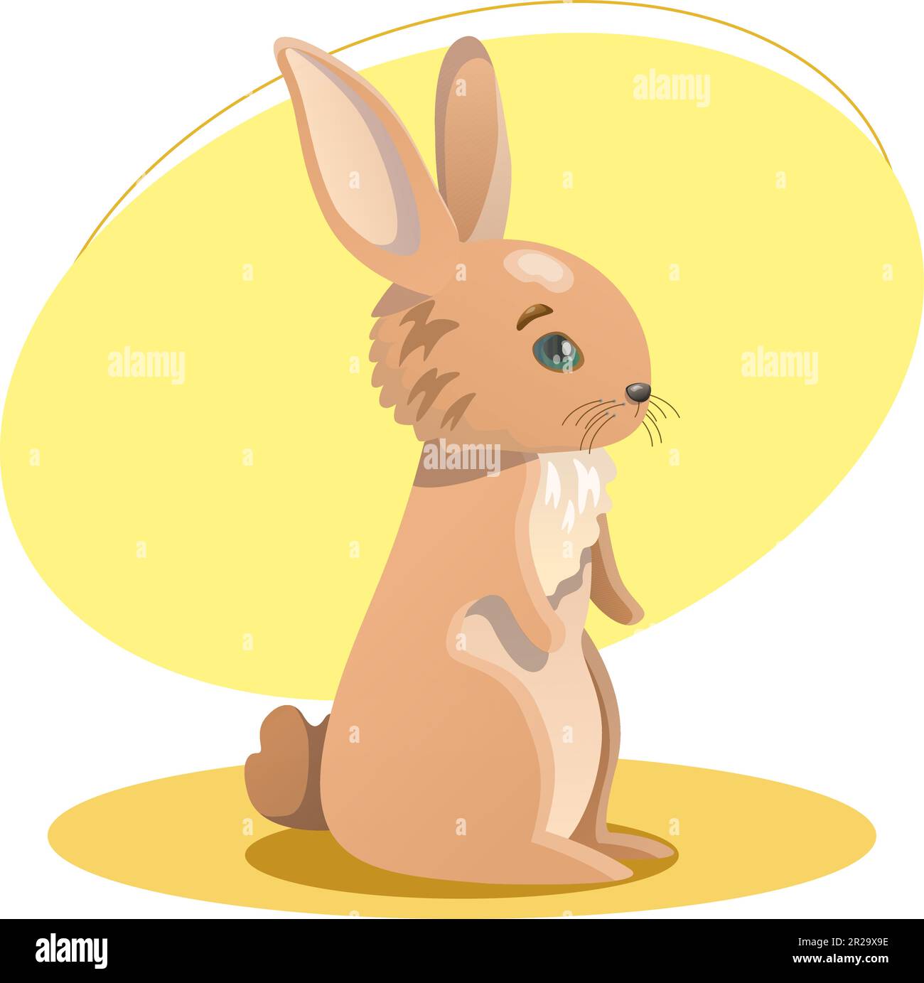 Rabbit illustration. Animal, ears, tail, fluffy. Editable vector