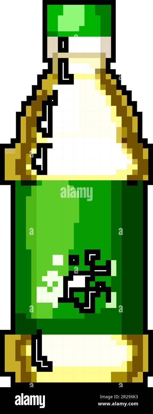 organic vinegar bottle game pixel art vector illustration Stock Vector