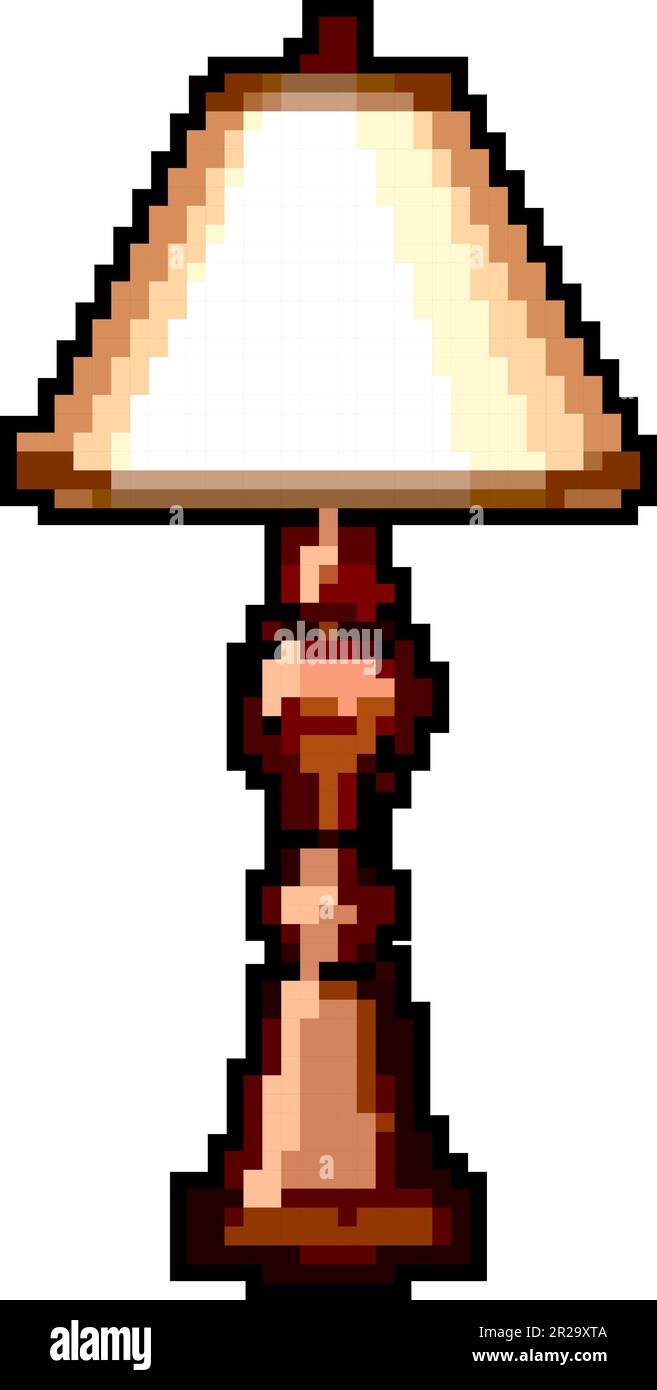 light vintage table lamp game pixel art vector illustration Stock