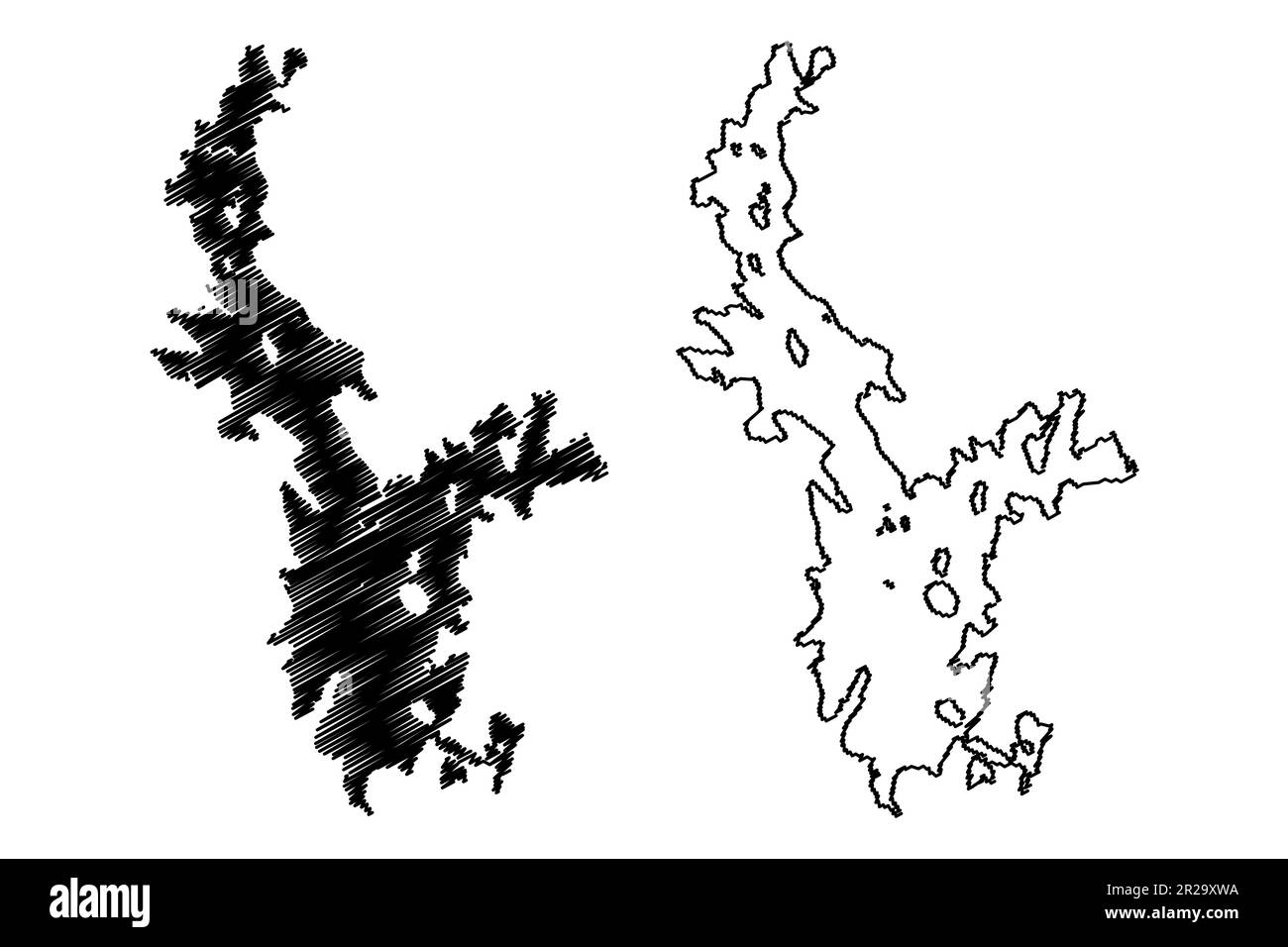 Lake Lough Ree (Republic of Ireland) map vector illustration, scribble sketch Loch Rí or Ri map Stock Vector