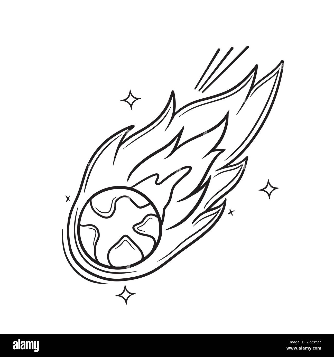 Hand Drawn Comet Meteor.  Doodle Vector Sketch Illustration Stock Vector