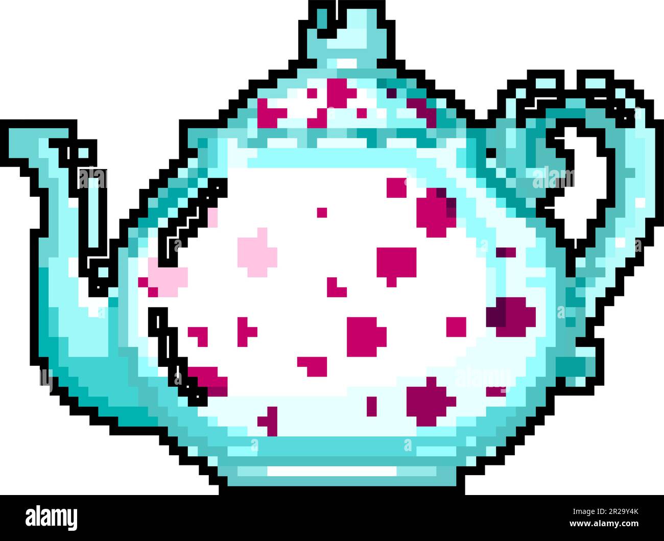 traditional vintage teapot game pixel art vector illustration Stock