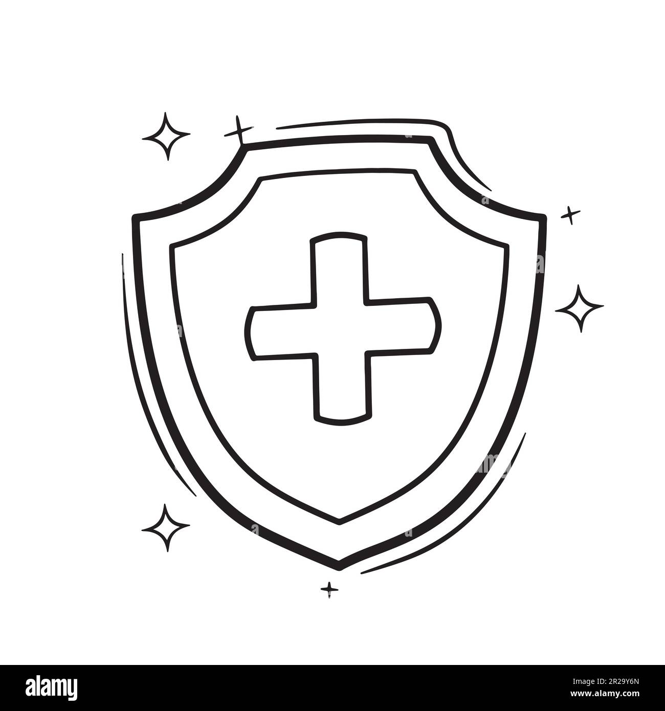 Hand Drawn Medical Shield.  Doodle Vector Sketch Illustration Stock Vector
