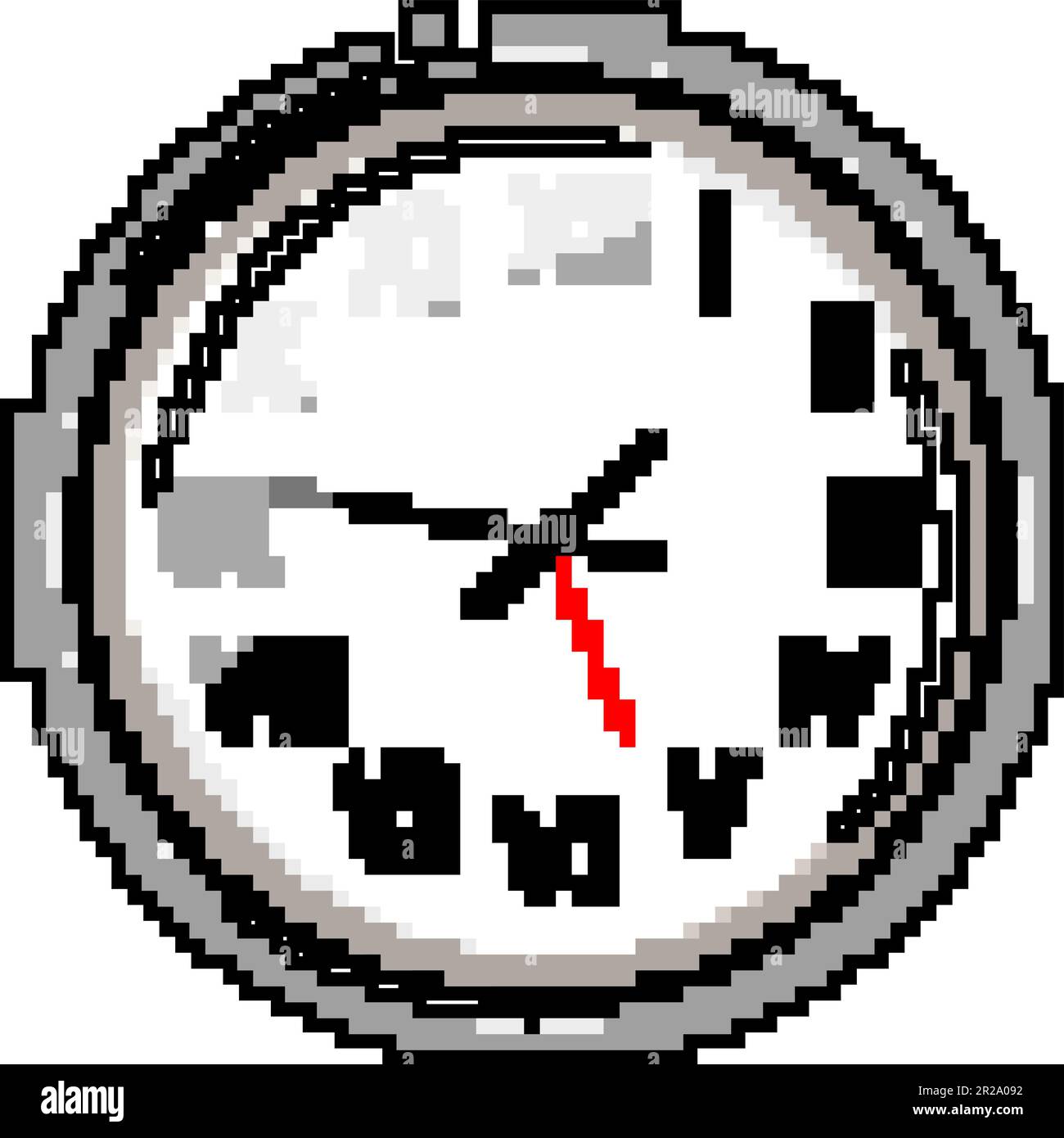 round wall clock game pixel art vector illustration Stock Vector Image