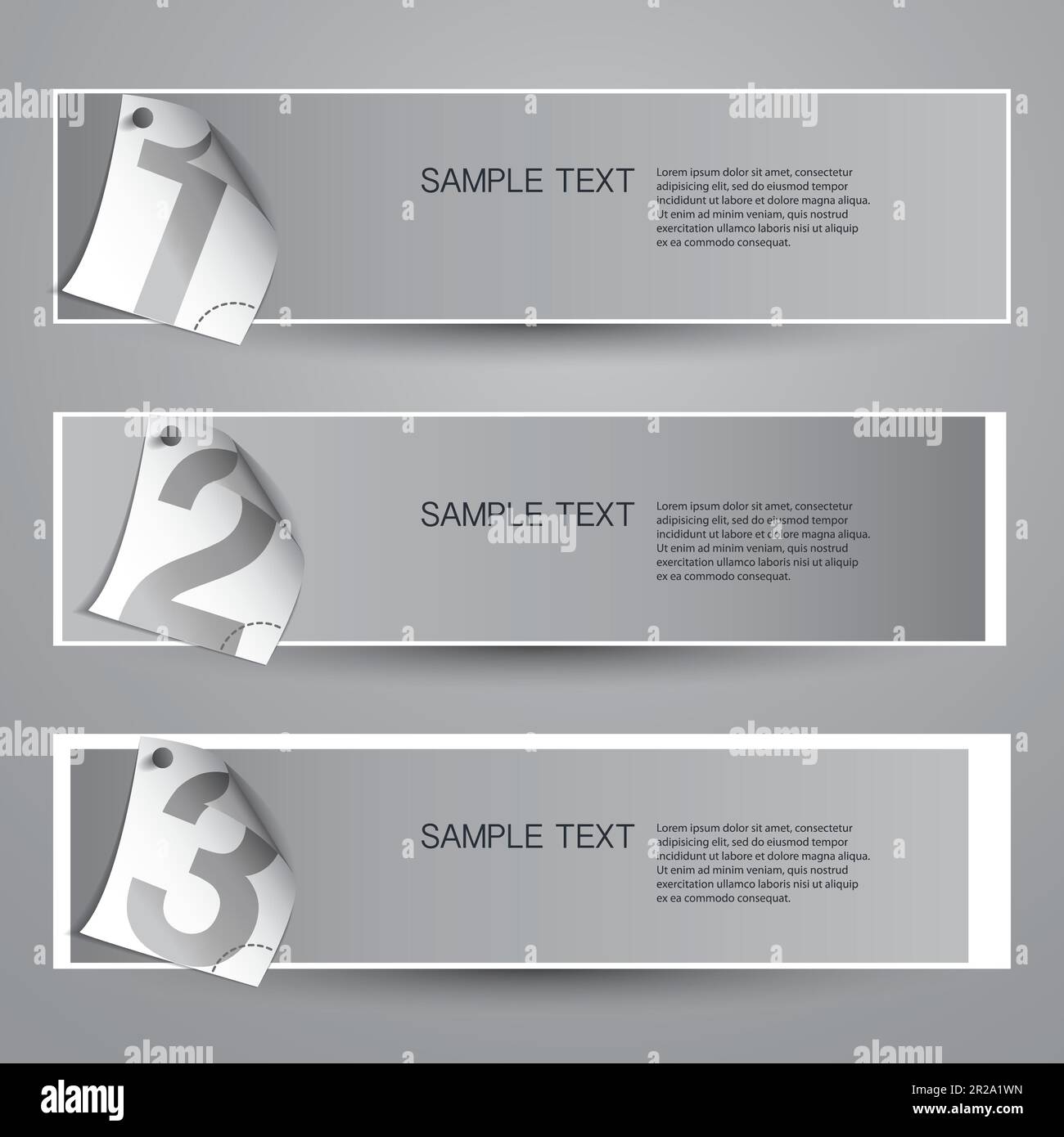 Three banner designs with numbers Stock Vector