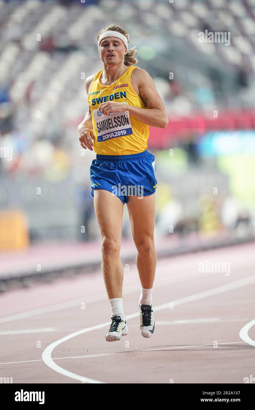 Fredrik Samuelsson participating in the decathlon 400m at the 2019 World  Championships in Athletics in Doha Stock Photo - Alamy