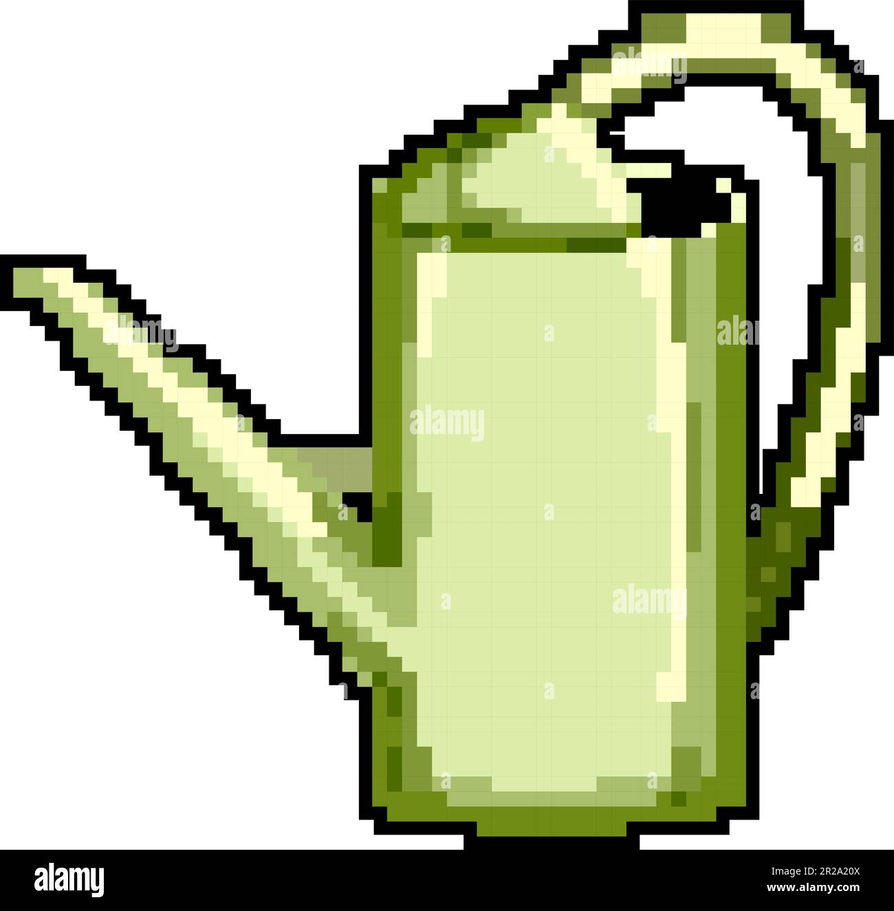 green watering can game pixel art vector illustration Stock Vector