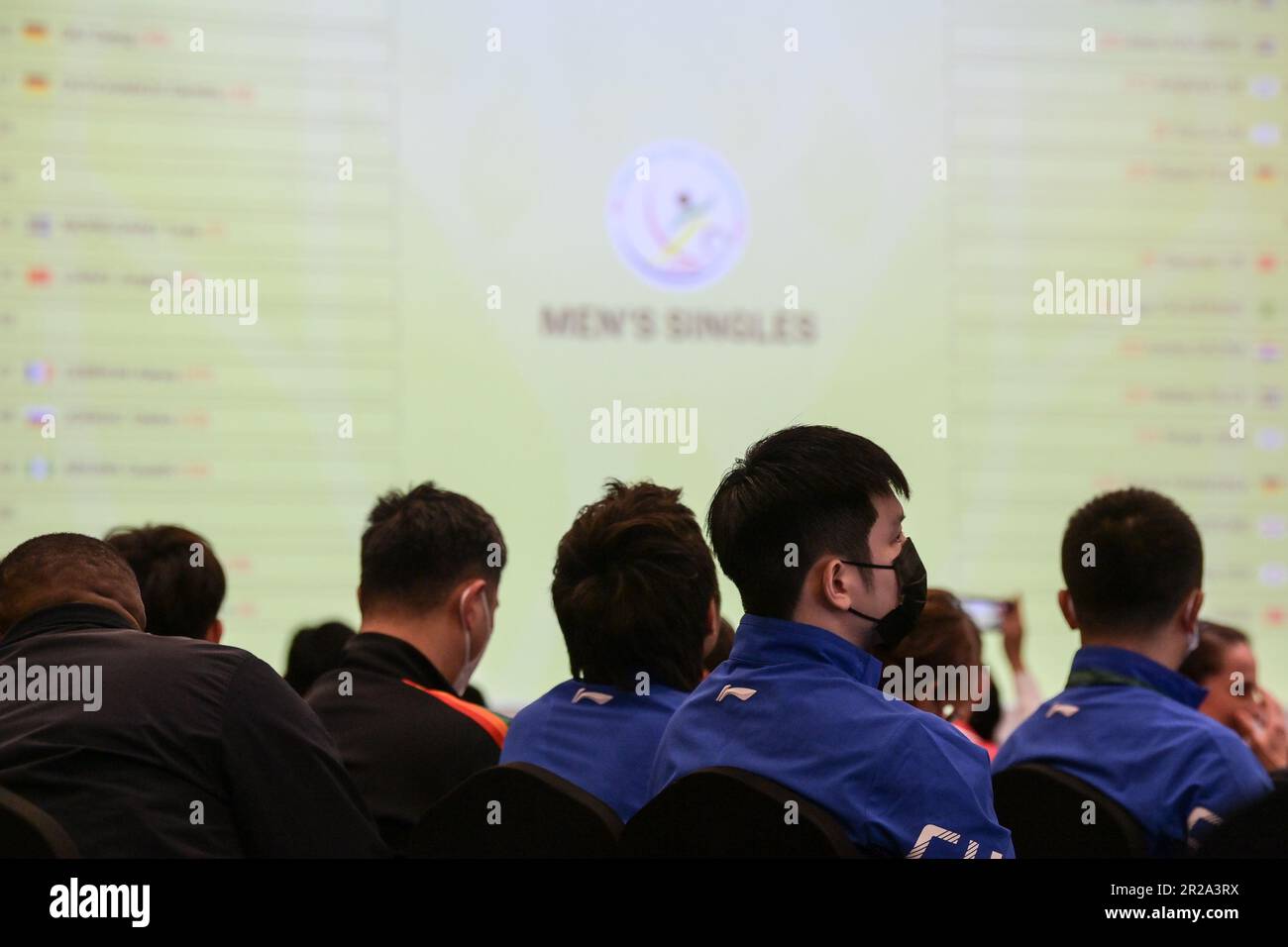 Durban, South Africa. 18th May, 2023. Fan Zhendong (2nd R) of China is