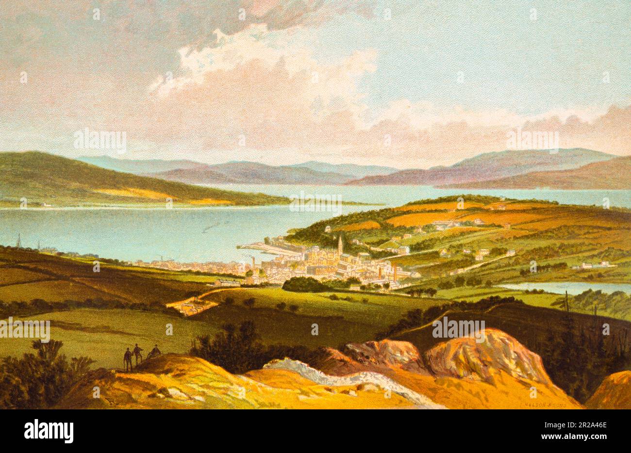 The Clyde and Rothesay Bay from Barone Hill, Scotland, Great Britain, Western Europe Stock Photo